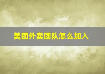 美团外卖团队怎么加入