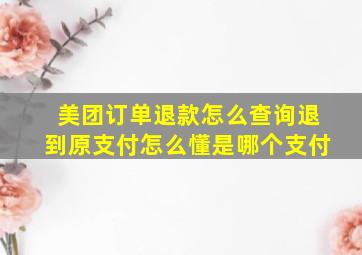 美团订单退款怎么查询退到原支付怎么懂是哪个支付