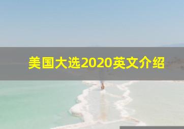 美国大选2020英文介绍