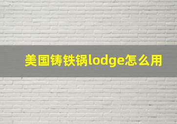 美国铸铁锅lodge怎么用