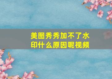 美图秀秀加不了水印什么原因呢视频