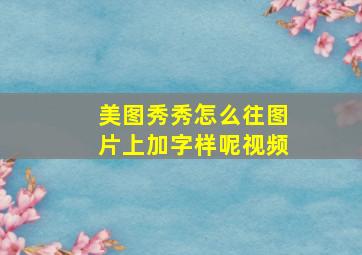 美图秀秀怎么往图片上加字样呢视频