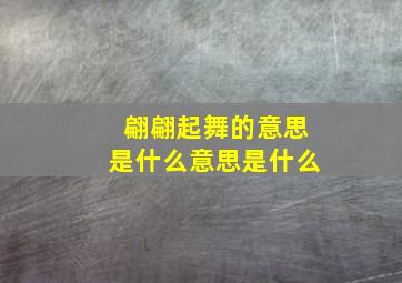 翩翩起舞的意思是什么意思是什么