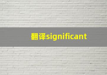 翻译significant