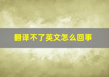 翻译不了英文怎么回事