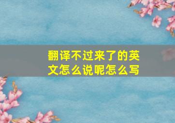 翻译不过来了的英文怎么说呢怎么写