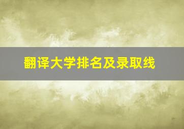 翻译大学排名及录取线