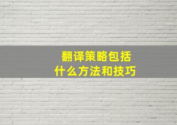 翻译策略包括什么方法和技巧