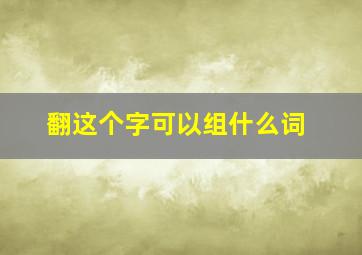 翻这个字可以组什么词