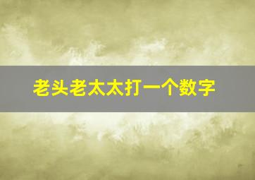 老头老太太打一个数字