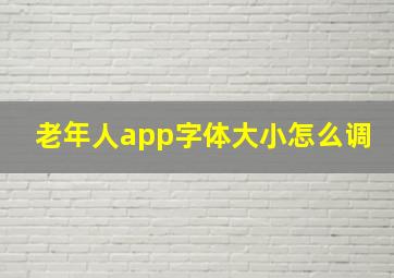 老年人app字体大小怎么调