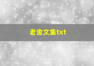 老舍文集txt