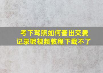 考下驾照如何查出交费记录呢视频教程下载不了