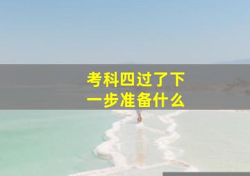 考科四过了下一步准备什么