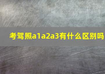 考驾照a1a2a3有什么区别吗