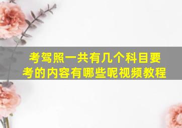 考驾照一共有几个科目要考的内容有哪些呢视频教程