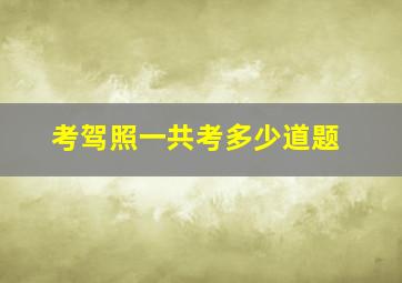 考驾照一共考多少道题