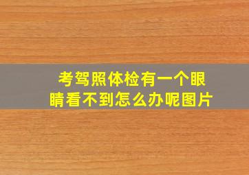 考驾照体检有一个眼睛看不到怎么办呢图片