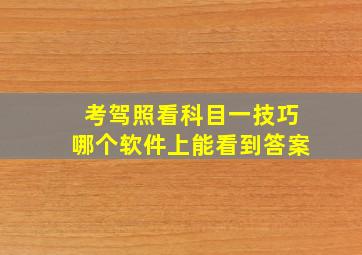 考驾照看科目一技巧哪个软件上能看到答案