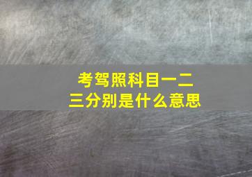 考驾照科目一二三分别是什么意思