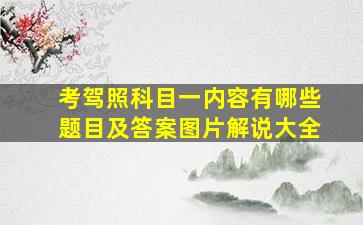 考驾照科目一内容有哪些题目及答案图片解说大全