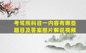 考驾照科目一内容有哪些题目及答案图片解说视频