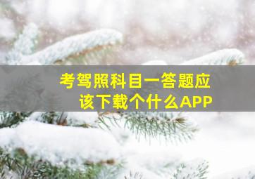 考驾照科目一答题应该下载个什么APP