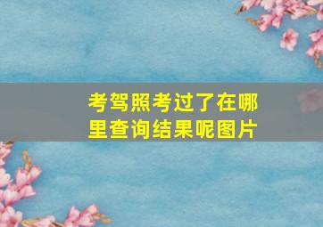 考驾照考过了在哪里查询结果呢图片