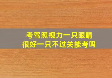 考驾照视力一只眼睛很好一只不过关能考吗