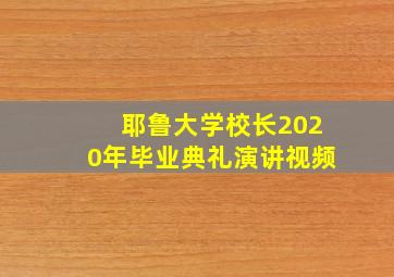 耶鲁大学校长2020年毕业典礼演讲视频