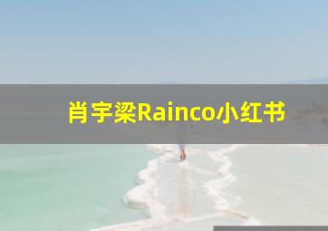 肖宇梁Rainco小红书