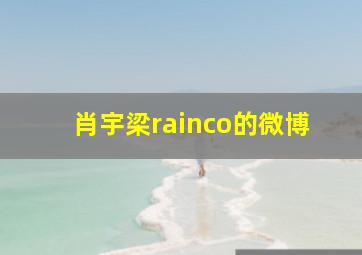 肖宇梁rainco的微博