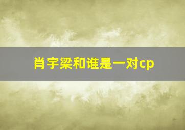 肖宇梁和谁是一对cp