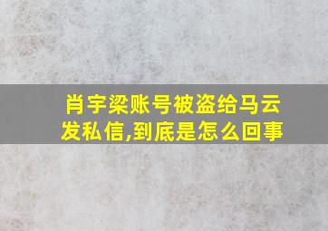 肖宇梁账号被盗给马云发私信,到底是怎么回事