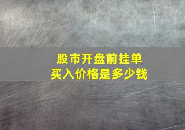 股市开盘前挂单买入价格是多少钱