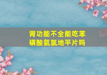 肾功能不全能吃苯磺酸氨氯地平片吗