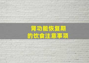 肾功能恢复期的饮食注意事项