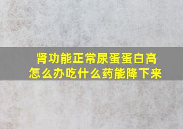 肾功能正常尿蛋蛋白高怎么办吃什么药能降下来