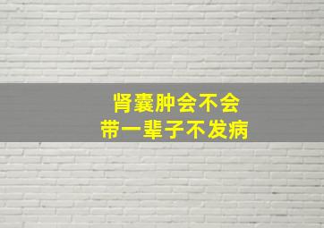 肾囊肿会不会带一辈子不发病