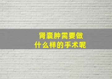 肾囊肿需要做什么样的手术呢