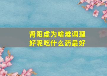 肾阳虚为啥难调理好呢吃什么药最好