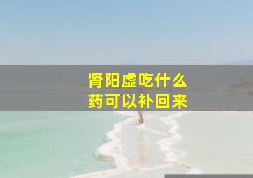 肾阳虚吃什么药可以补回来