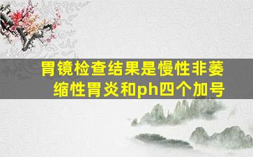 胃镜检查结果是慢性非萎缩性胃炎和ph四个加号