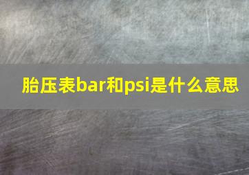 胎压表bar和psi是什么意思