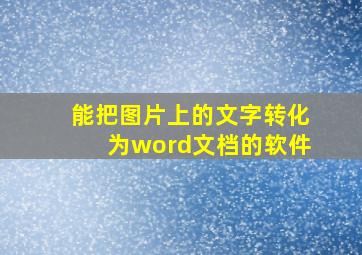 能把图片上的文字转化为word文档的软件