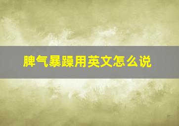 脾气暴躁用英文怎么说