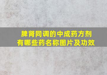 脾肾同调的中成药方剂有哪些药名称图片及功效