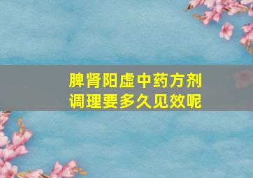 脾肾阳虚中药方剂调理要多久见效呢