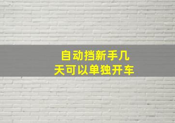 自动挡新手几天可以单独开车