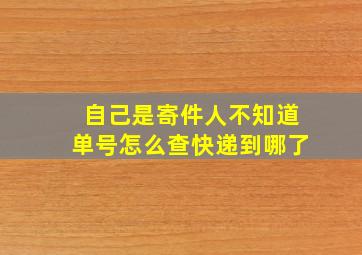 自己是寄件人不知道单号怎么查快递到哪了